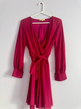 Women’s Fuchsia Wrap Dress with Tie Waist Maternity dress